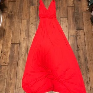Tart Red-Coral Maxi Dress